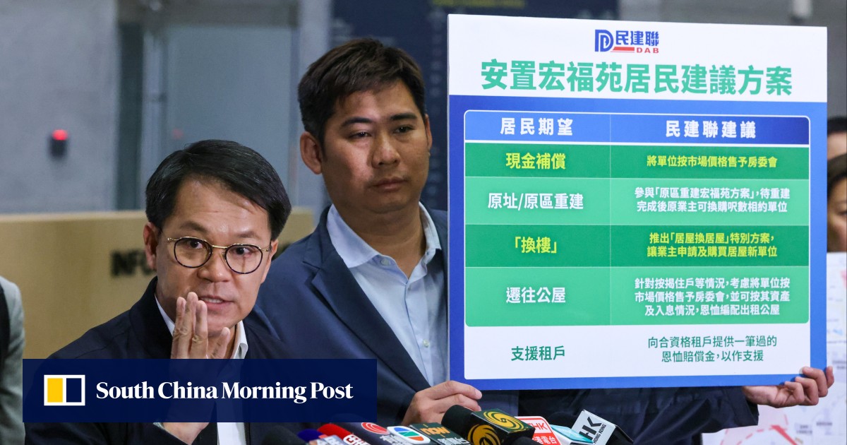 Hong Kong’s DAB proposes 5 relief measures for residents displaced by fire