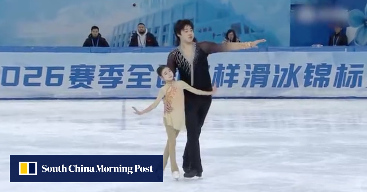 Towering teenage boy and girl, 9, in China figure skating partnership spark debate