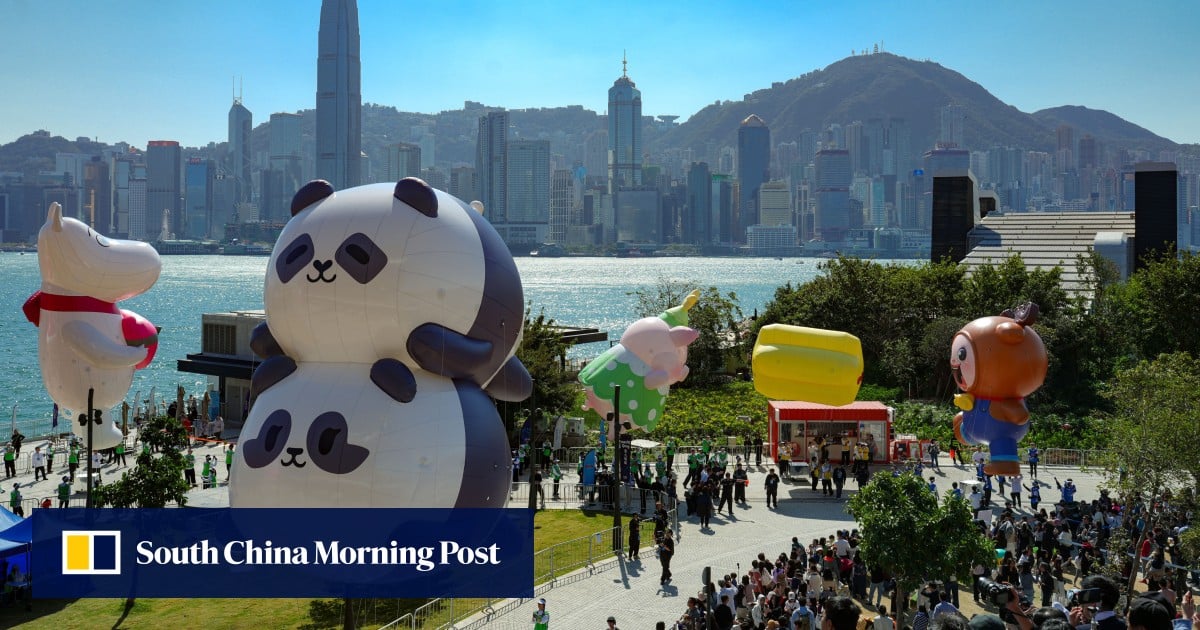 Panda cubs, SpongeBob and Peppa Pig head to Hong Kong arts hub for balloon parade
