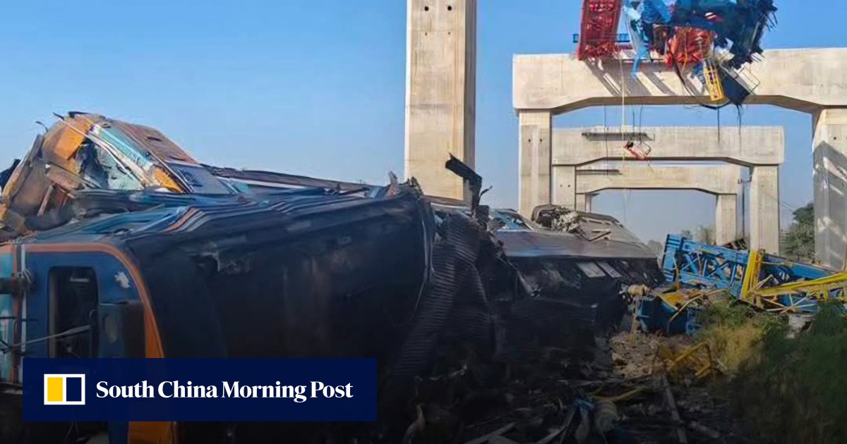 Crane collapses on train in Thailand, killing at least 22