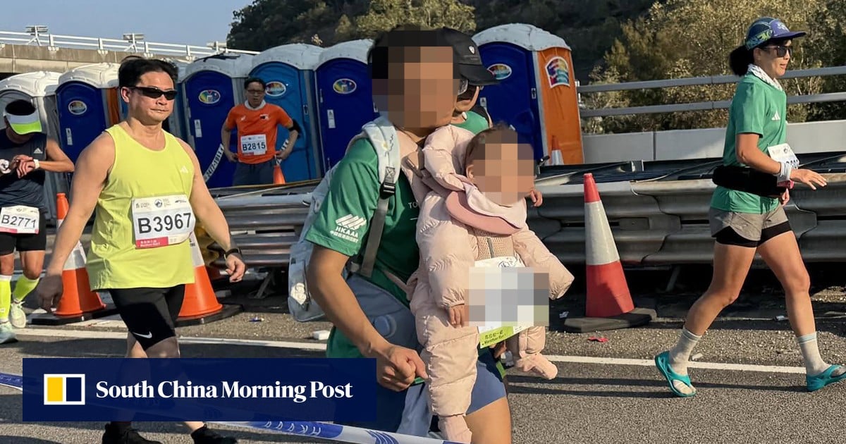 Police probe child abuse report after man runs with baby in Hong Kong Marathon