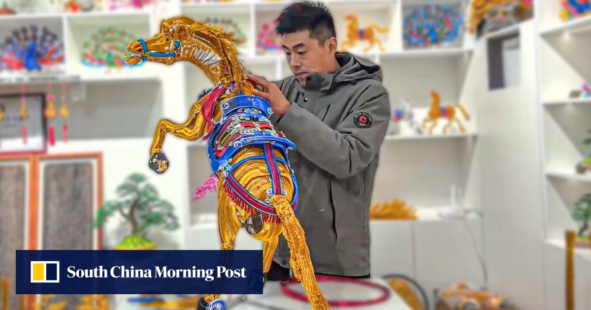 Chinese man crafts equine figure from 2,600 metres of aluminium to celebrate Year of the Horse