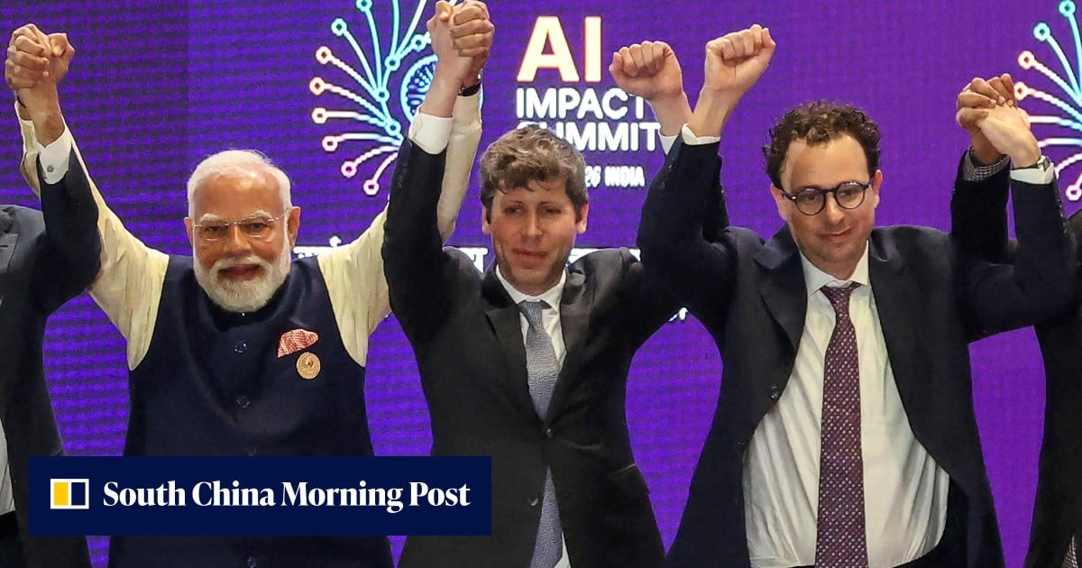 OpenAI and Anthropic CEOs refuse to hold hands during Modi’s India AI summit photo op