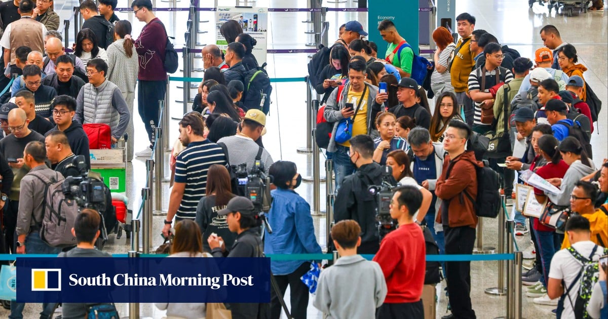 Travellers stranded at Hong Kong airport as at least 27 Middle East flights disrupted