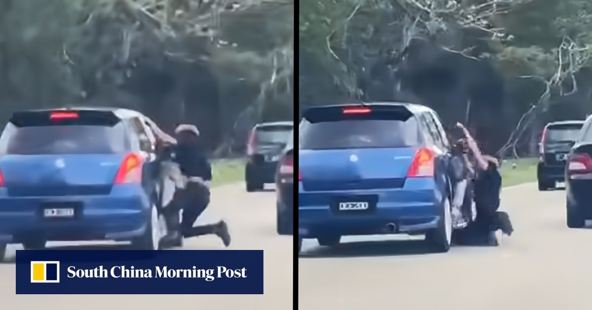 Viral clip of Malaysian man clinging to ex-wife’s moving car leads to arrest in Johor