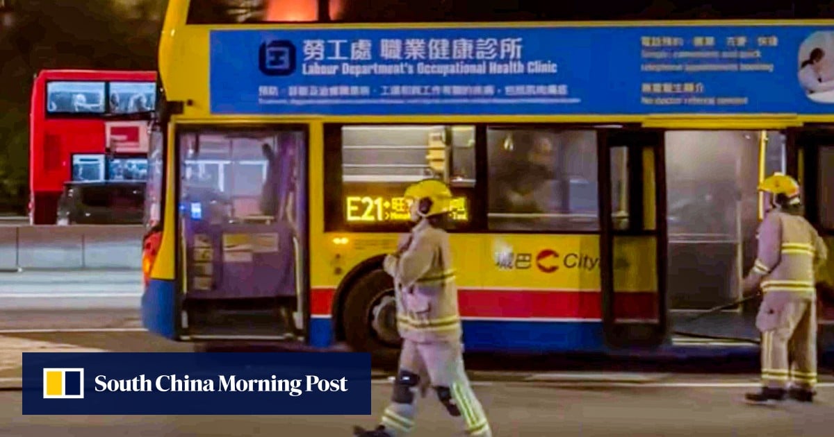 Man injured after lithium battery catches fire on Hong Kong bus