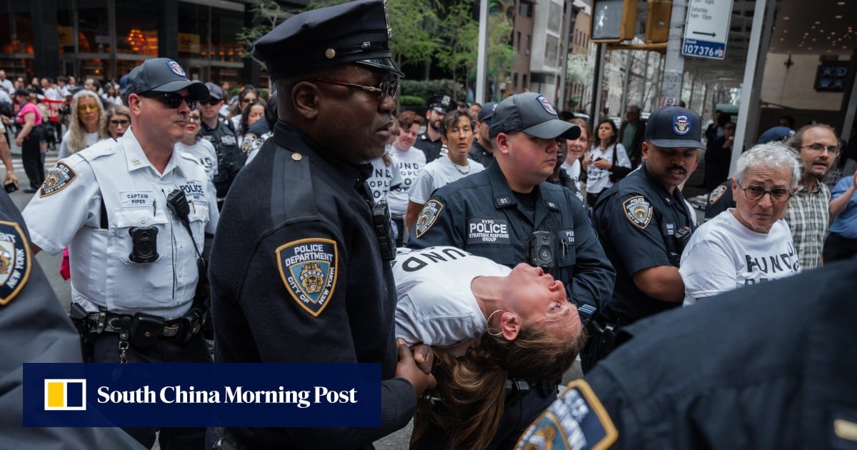 Dozens arrested in New York as protesters demand US blocks sale of bombs to Israel