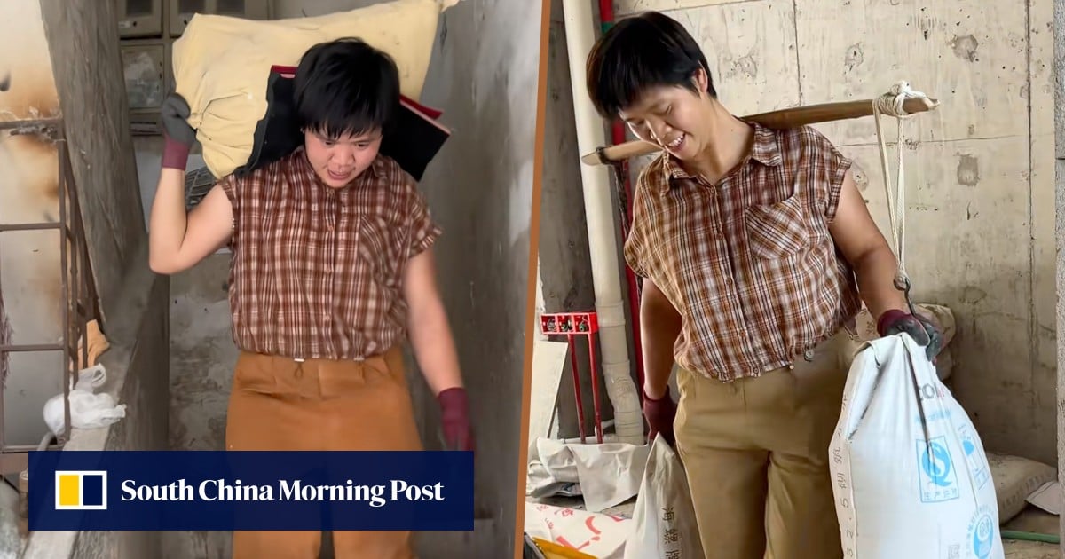 China single mum works at building sites, lifting bags of cement for 16 years to support child