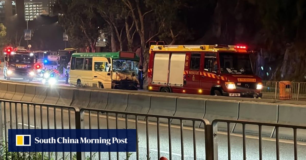 14 hurt after minibus slams into back of goods vehicle in Hong Kong 14 hurt after minibus slams into back of goods vehicle in Hong Kong