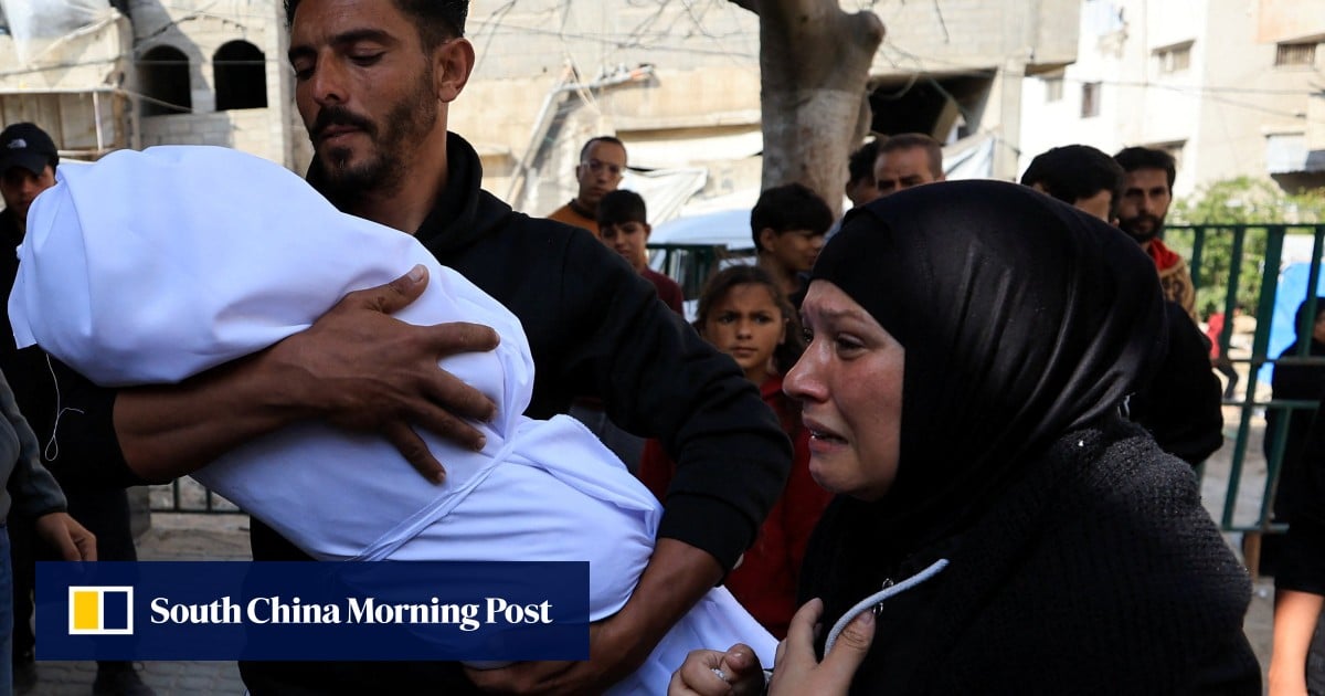 Palestinians bury pregnant woman and 2 of her children killed in Israeli attacks on Gaza