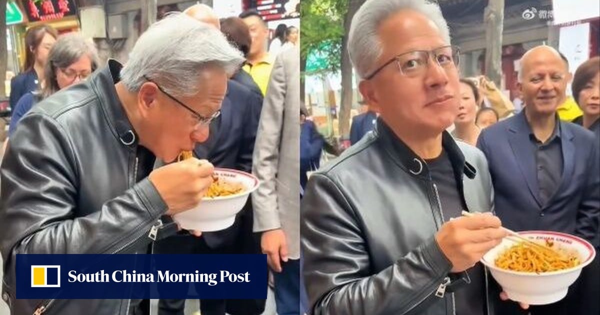Jensen Huang’s visit to China spicy noodle shop prompts launch of ‘leather jacket’ set meal