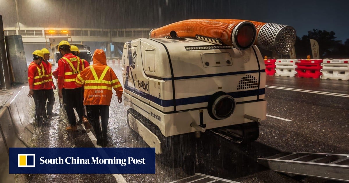 Hong Kong crews fight flooding with robotic ‘dragons’ after intense downpours