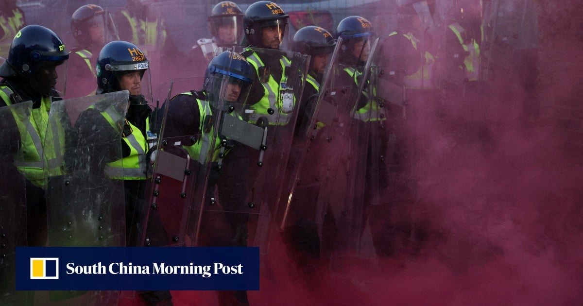 Clashes erupt in UK city over racially charged case of police handcuffing dying student Clashes erupt in UK city over racially charged case of police handcuffing dying student