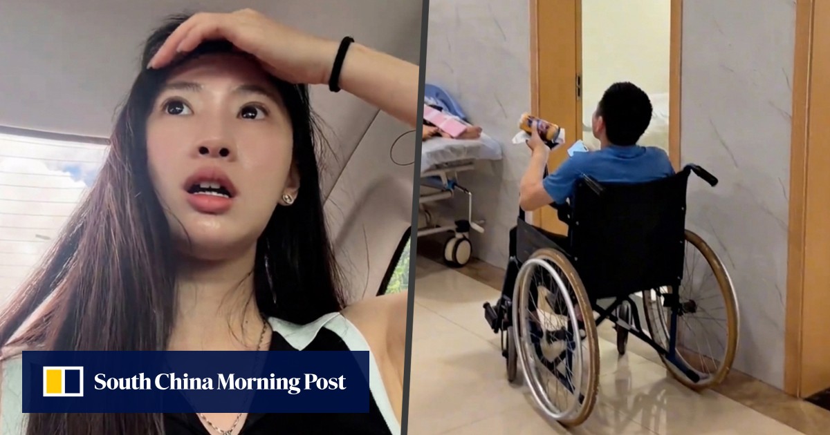 Khi tài xế xe công nghệ đột ngột đau dữ dội trên cao tốc, hành khách He, bên trái, đã bất ngờ nhưng nhanh chóng điều khiển xe đưa tài xế đến nơi an toàn (Ảnh: SCMP composite/Douyin)