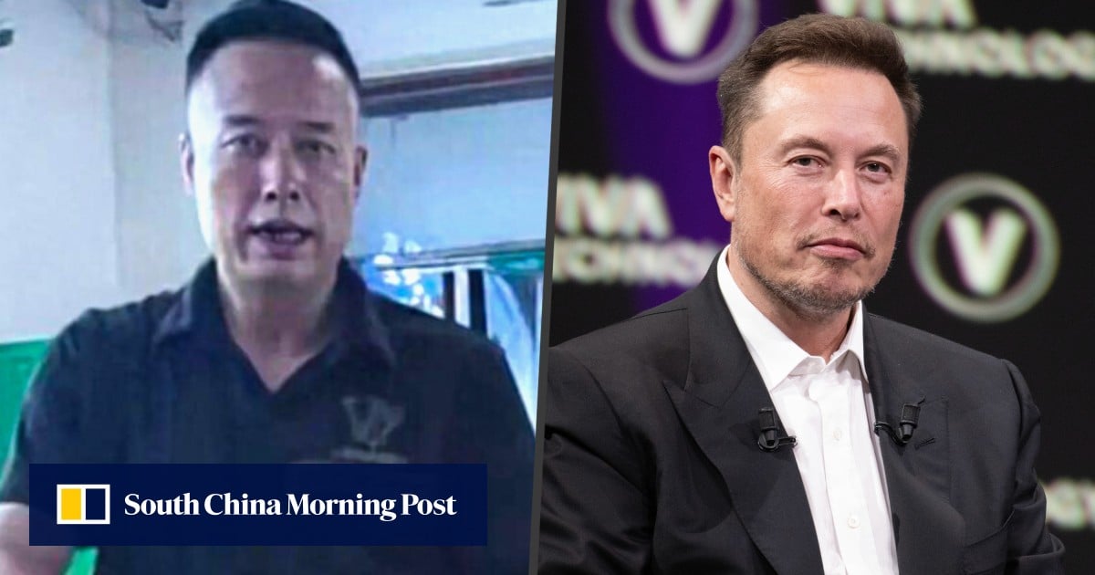Một đầu bếp nướng Trung Quốc với ngoại hình giống Elon Musk đã gây sốt mạng xã hội, thu hút khách hàng nhờ món ăn ngon và những bức ảnh đáng nhớ (Ảnh: SCMP composite/Shutterstock/Douyin)