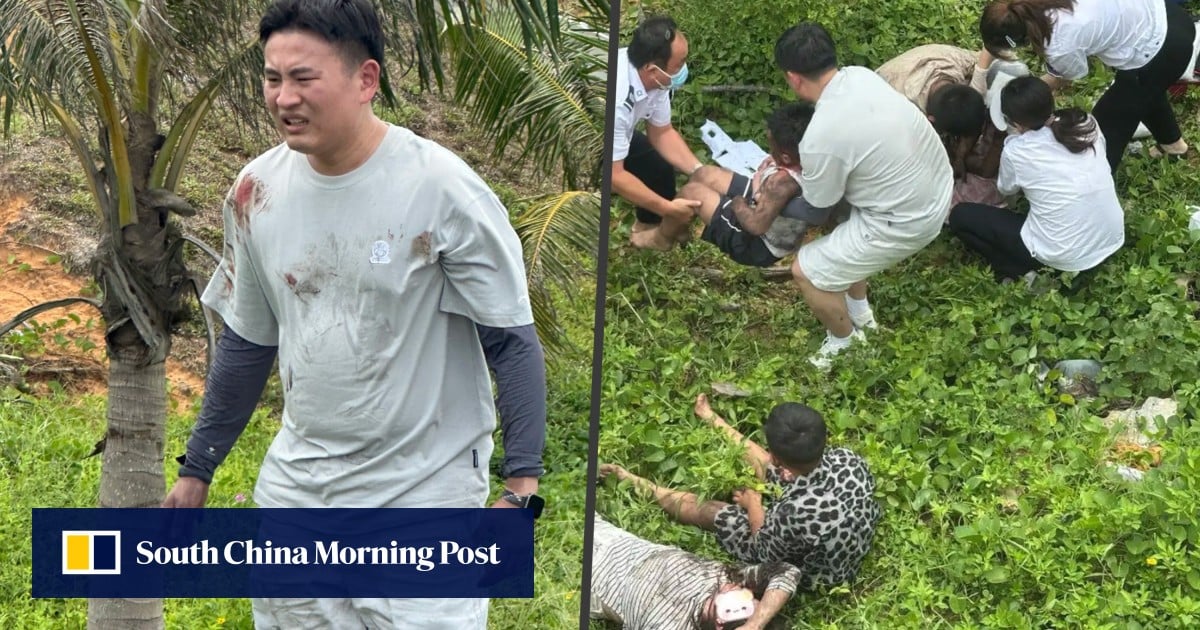Honeymooning Chinese policeman and wife save family of 5 from teetering car on slope edge