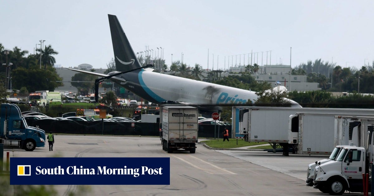Amazon cargo plane crashes, bursts into flames at Miami airport after overshooting runway