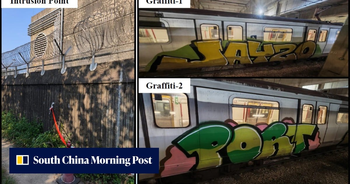 Hong Kong police arrest 2 tourists over graffiti on MTR Corp train carriages Hong Kong police arrest 2 tourists over graffiti on MTR Corp train carriages
