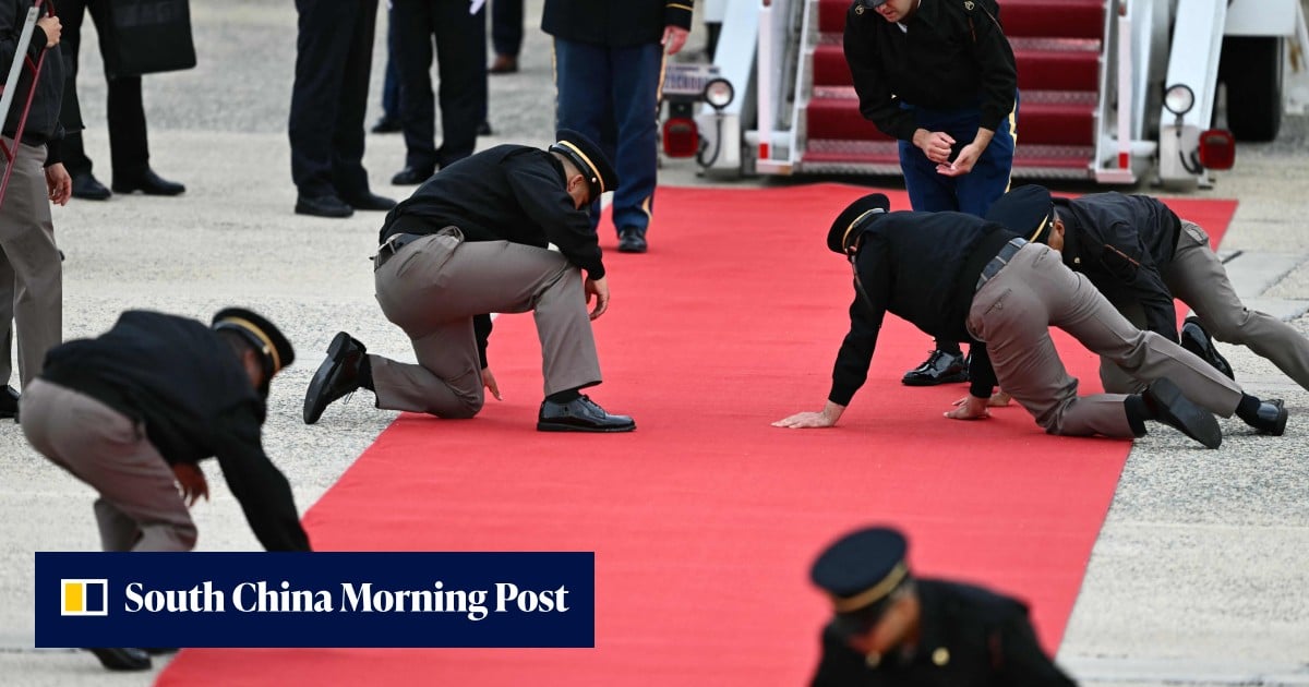 Video of US military adjusting red carpet for China’s Xi sparks online backlash - South China Morning Post