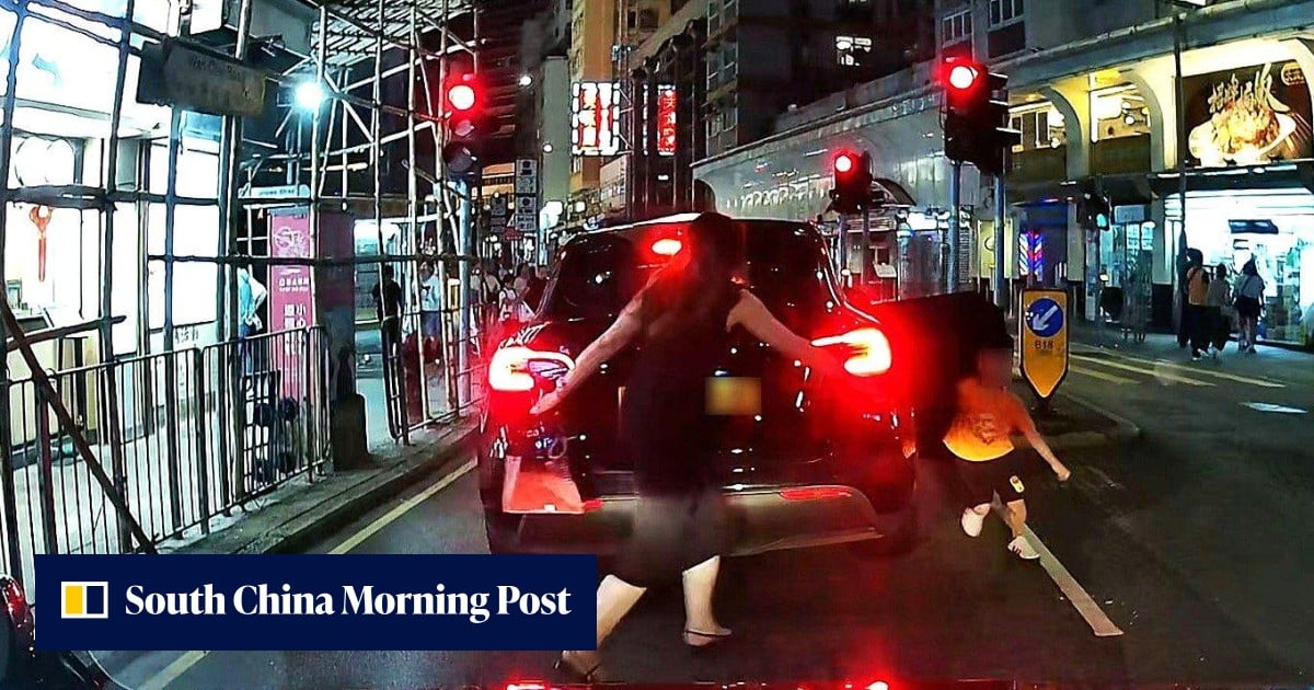 Woman arrested over child abuse in Hong Kong after dashcam video shows boy shoved