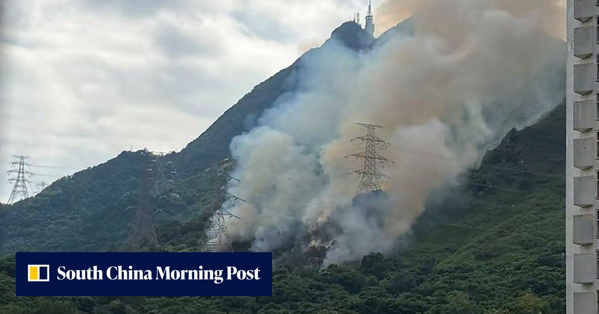 Firefighters battle hill fire near residential area in Tuen Mun