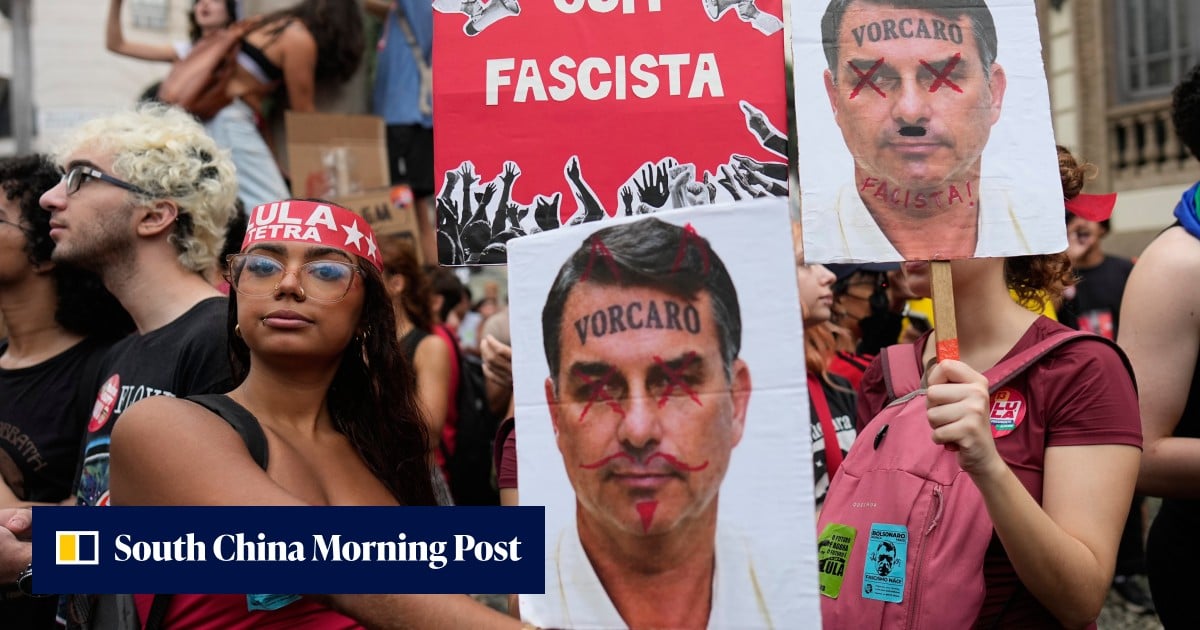 Brazil’s Flavio Bolsonaro mocked at home after self-exile to US