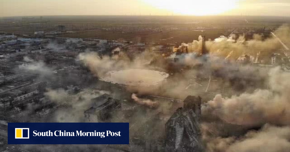 Devastation at blast site after China chemical plant explosion leaves