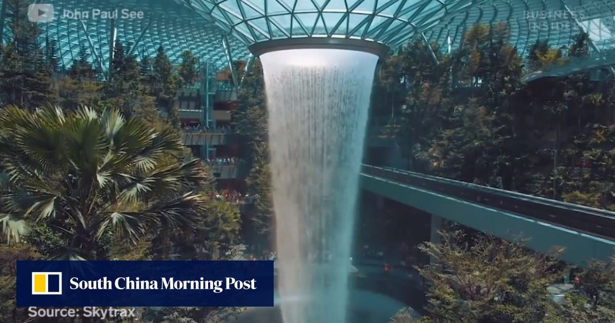 Inside Singapore's Changi Airport: Jewel, a rainforest with a 40-metre  indoor waterfall