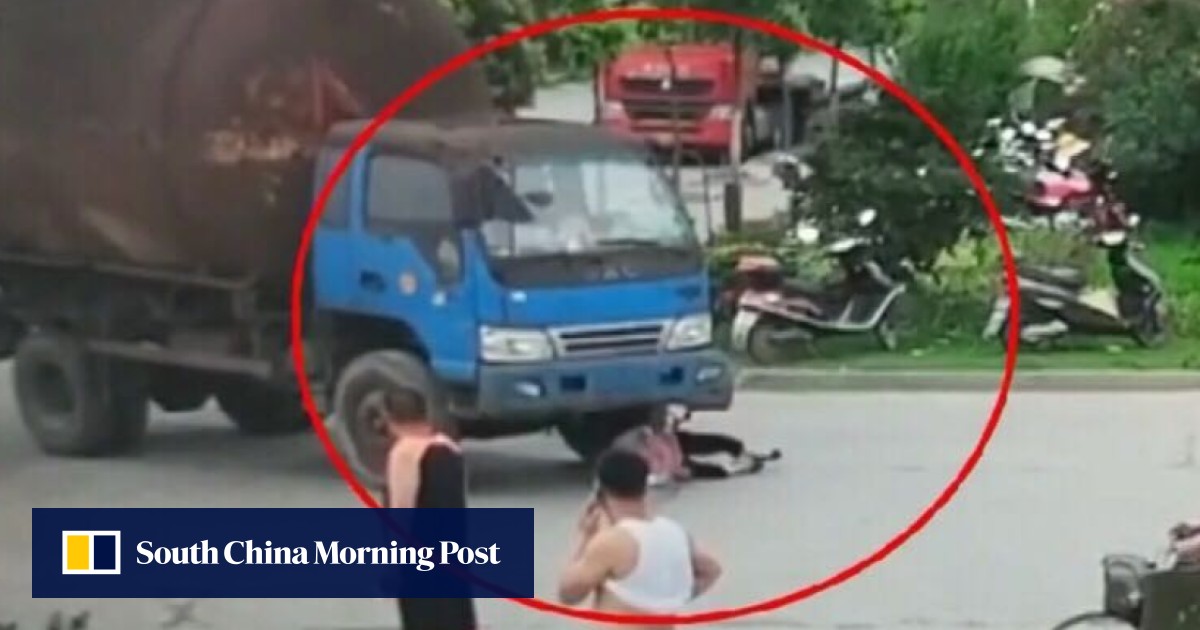 Chinese woman caught on camera faking road accident in bid to win