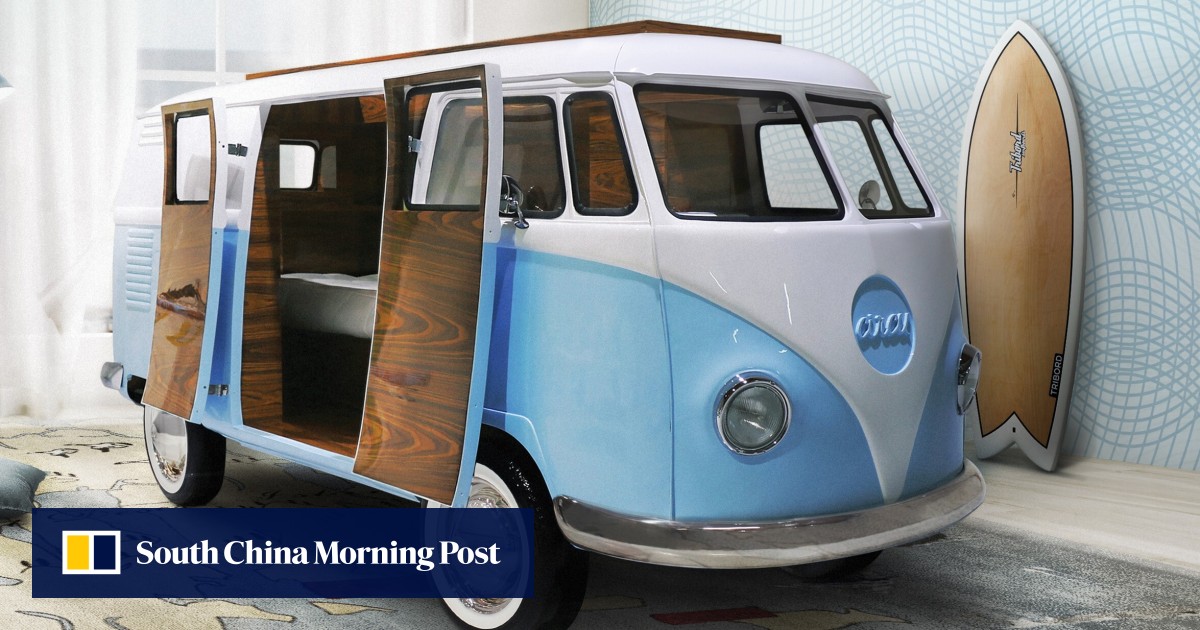 disney inspired children s bed by luxury brand circu magical furniture looks like a vw hippie van and at us 40 000 costs as much what would you pay for a kid s novelty bed