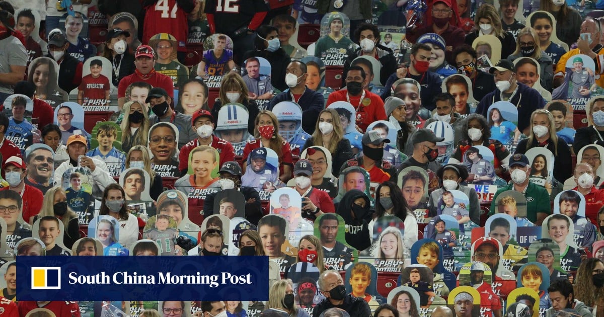 Tom Brady superfan Zhang Weili at Super Bowl LV as cardboard cut-out