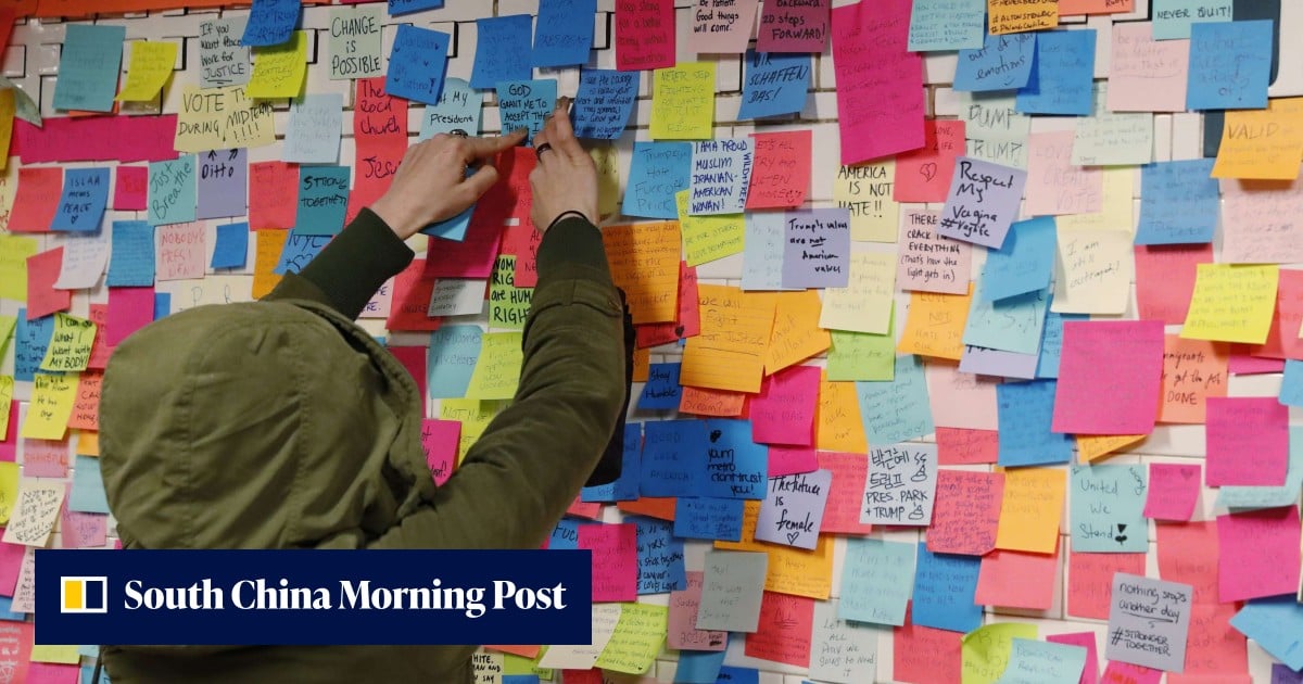 New Yorkers build wall of sticky notes to defy, mock Trump | South ...