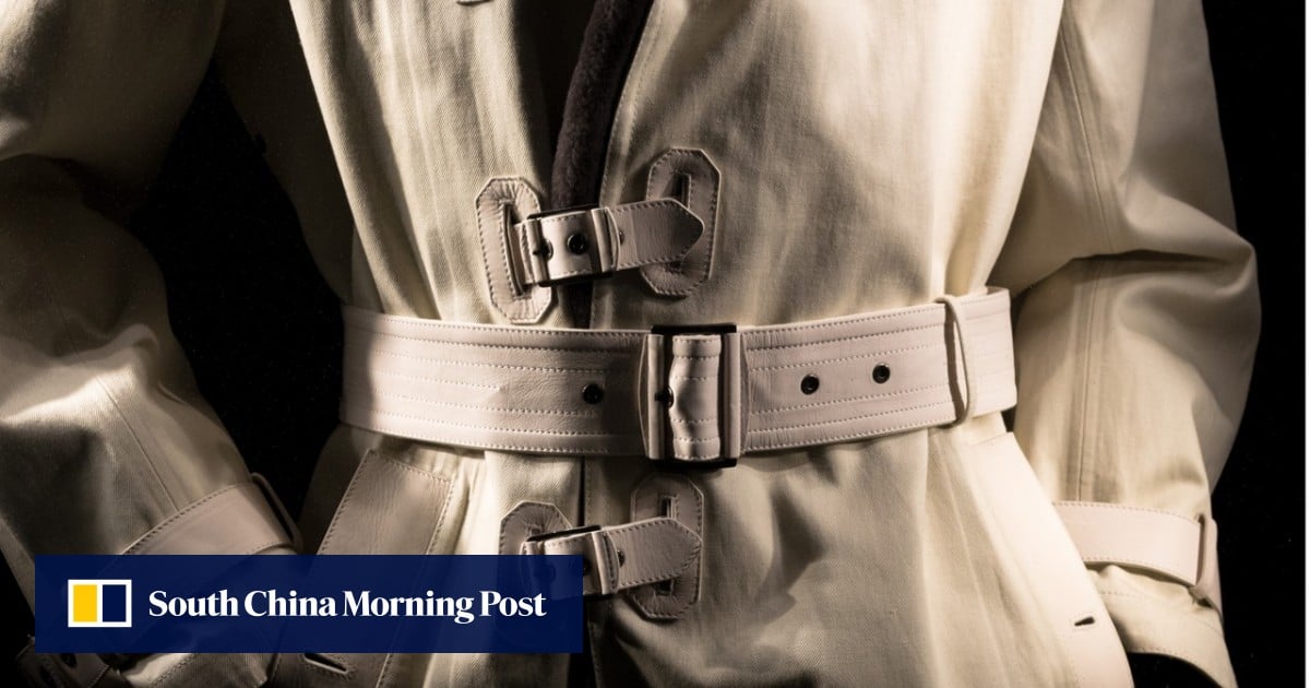 Tie trench coat discount belt in back