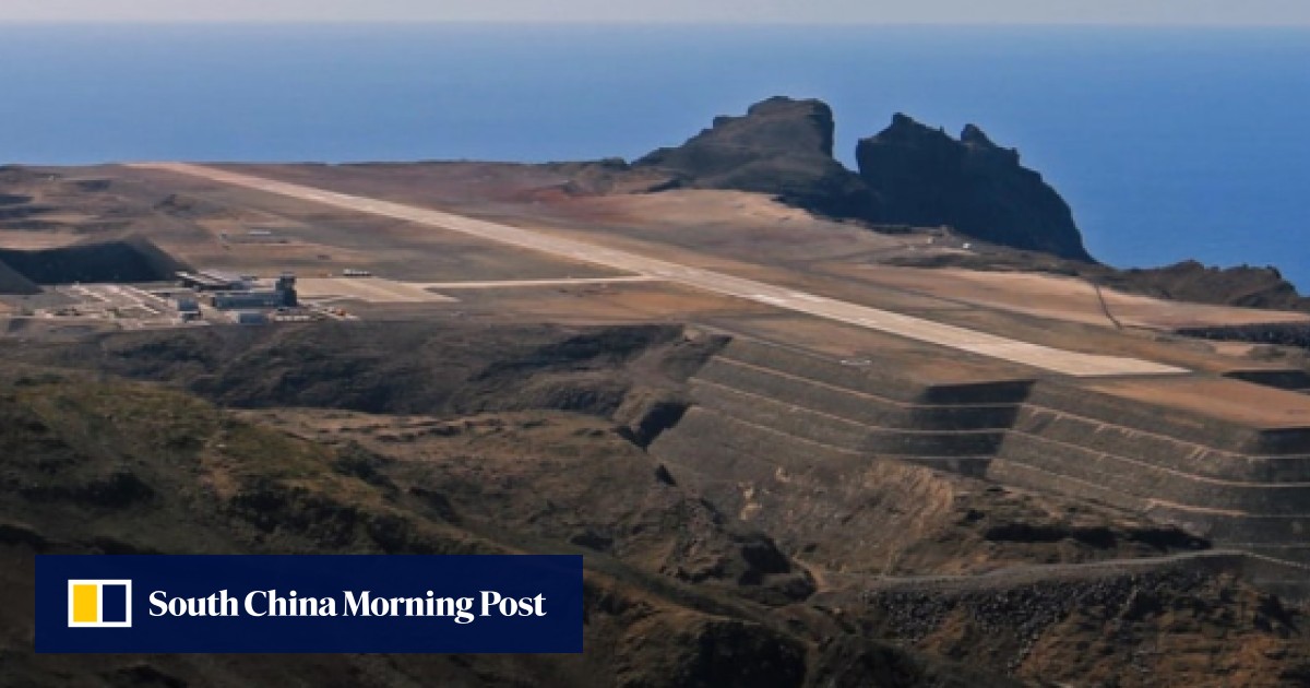 First commercial flight for new airport at St Helena, the isolated