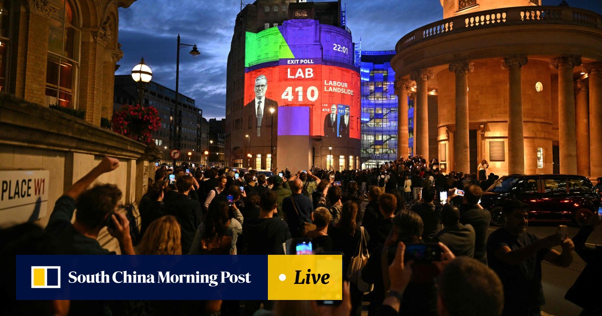 英国選挙の出口調査では、スターマー率いる労働党が保守党を破り圧勝すると予測