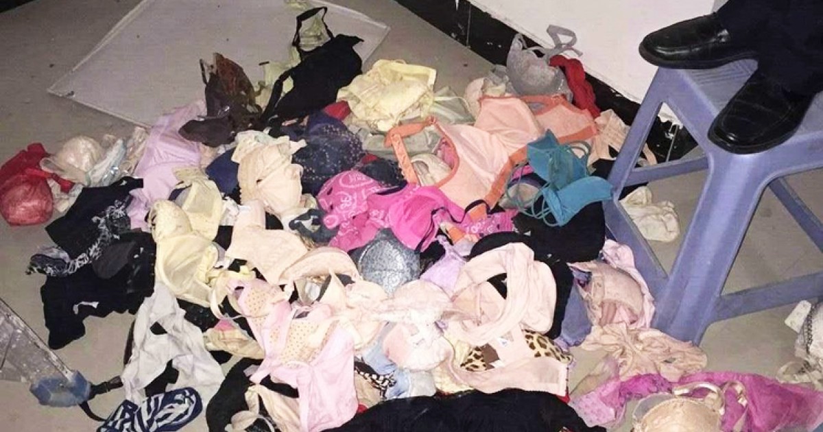 Ceiling collapse exposes panty thief