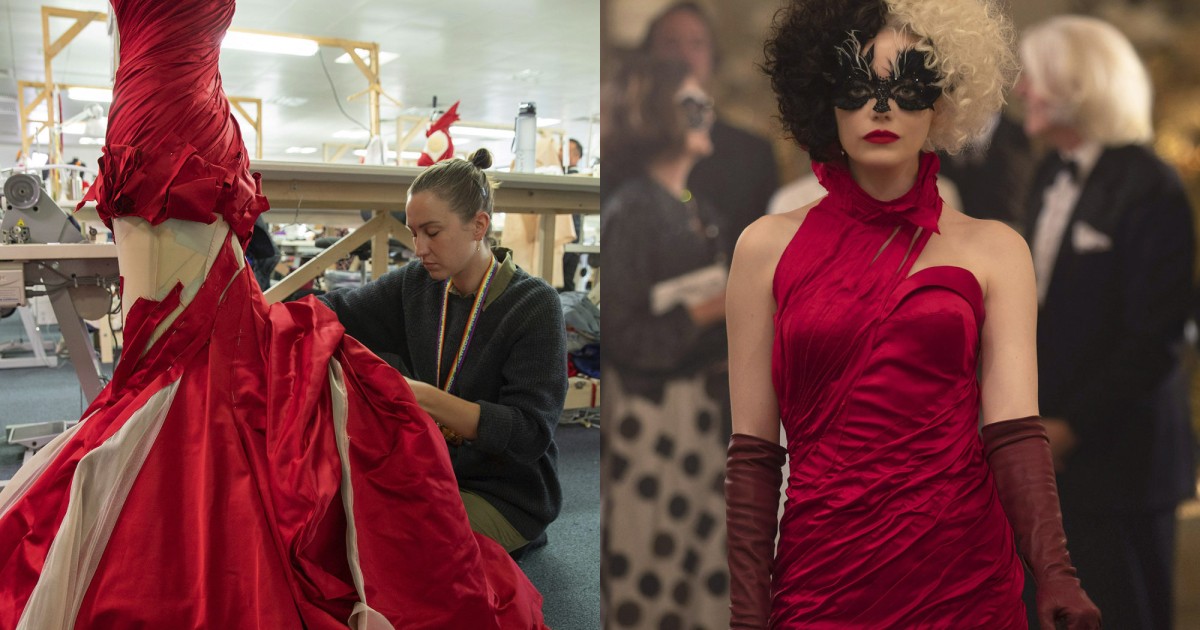 emma stone red dress cruella Museum