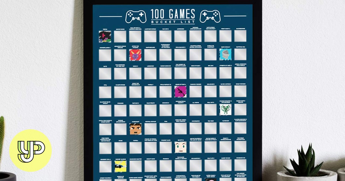 100 Video Games Scratch off Bucket List Poster 