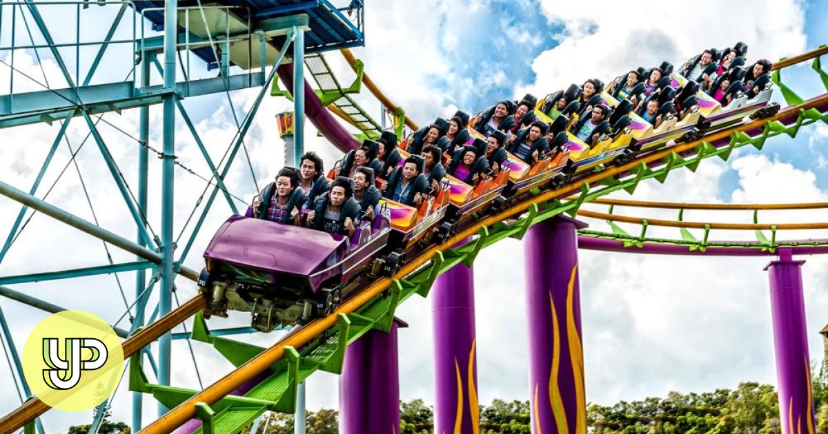 Iconic Dragon roller coaster at Ocean Park Hong Kong is up and