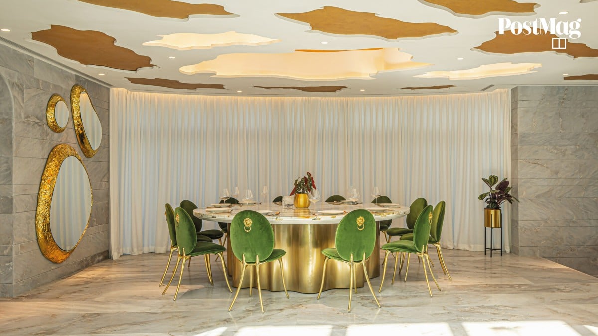 Inside the Hong Kong house with columns like tree trunks and a canopy for a ceiling