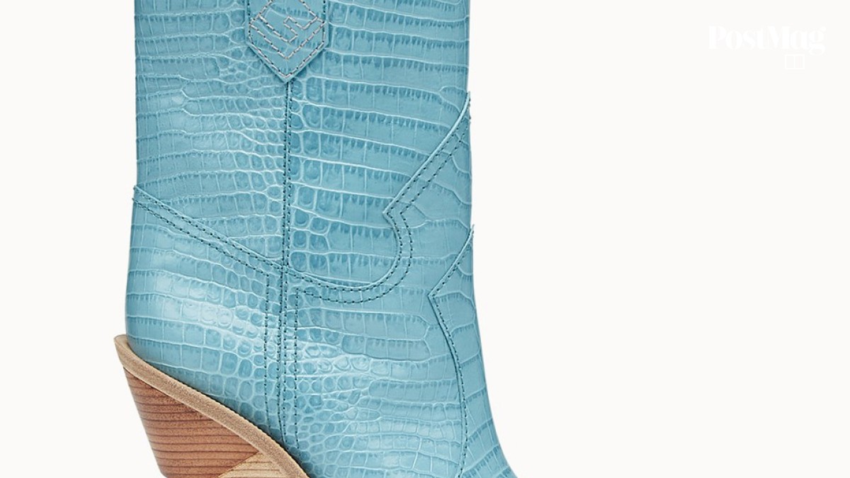 Fendi blue cowboy boots hot sale