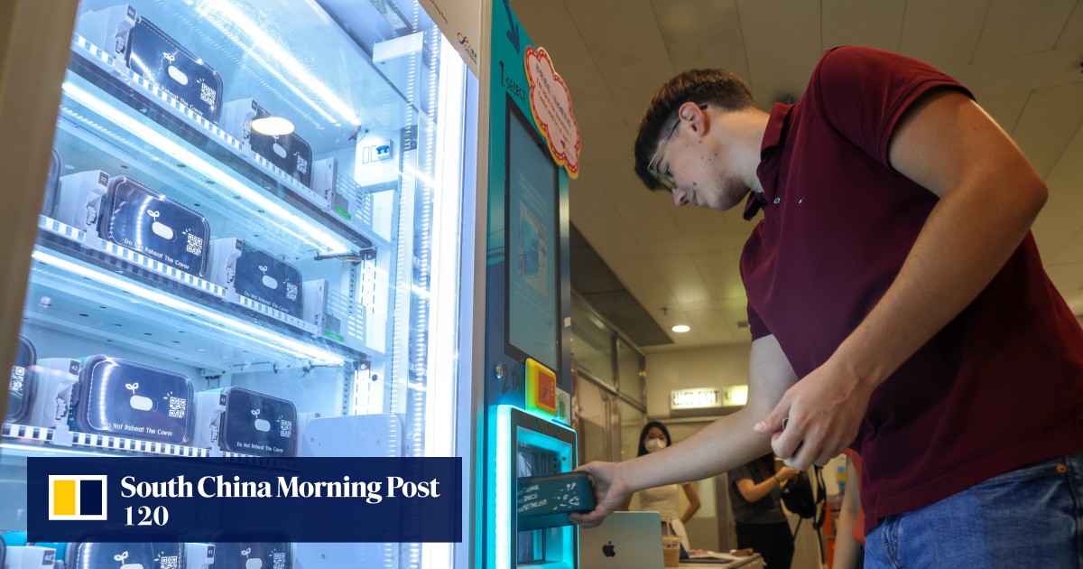 Free reusable food container vending machines set up at Hong Kong ...