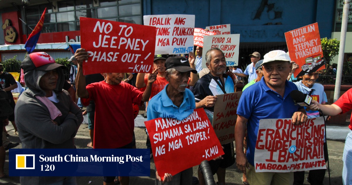 Philippines’ jeepney drivers strike again as modernisation deadline looms: ‘it will bury us in debt’