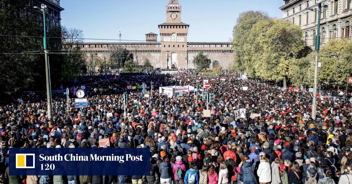 Italian suspect in ex-girlfriend’s killing extradited as thousands rally over violence against women