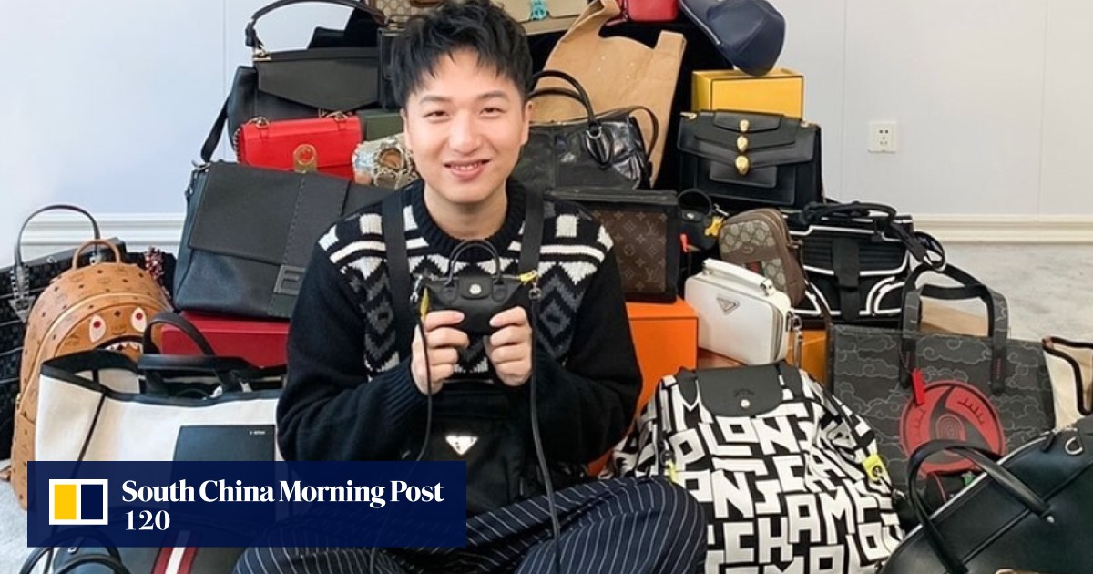 FILE--A Chinese examiner identifies a luxury bag of Fendi at
