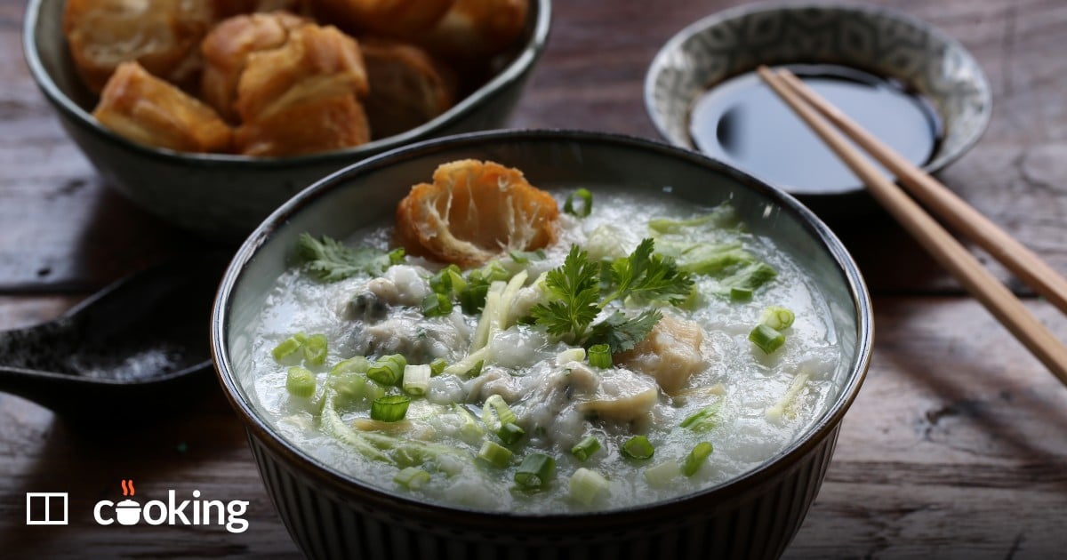 Easy Chinese dried scallop porridge (congee) with fish paste recipe