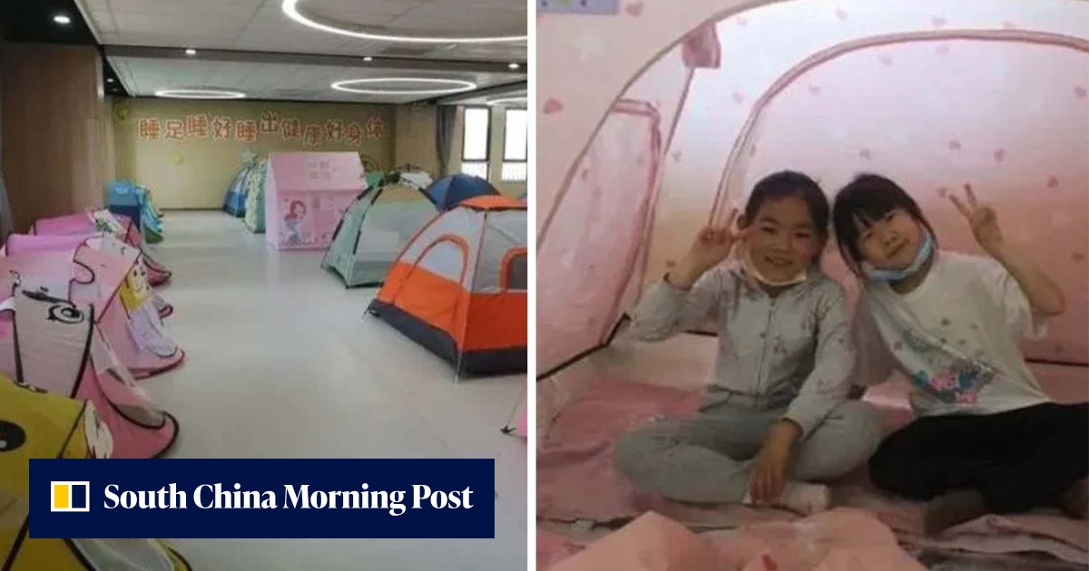 School in China ditches sleeping on desks at nap time for health reasons and lets students set up their own tents to sleep in - Vimarsana News