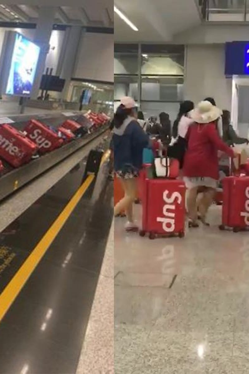 Fake hot sale supreme suitcase