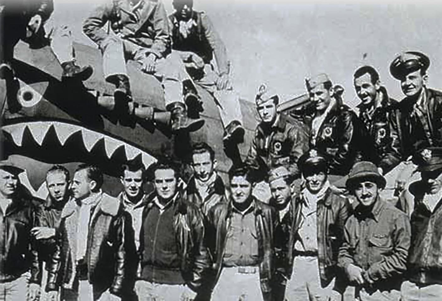 A group of pursuit pilots lined up at an unknown airbase in China in 1943. Photo: Handout