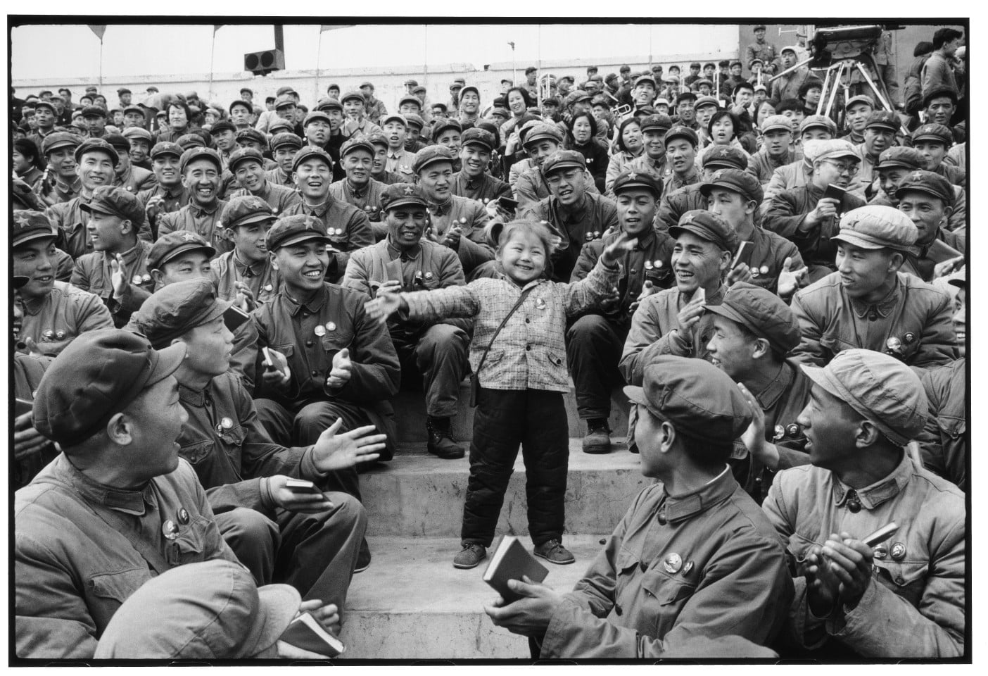 Kang Wenjie, a five-year-old prodigy selected as champion of “learning and applying Mao Zedong Thought,” dances at Red Guard Square in Harbin, Heilongjiang province on April 28, 1968. Credit: 2003 © LI Zhensheng (The Chinese University Press)